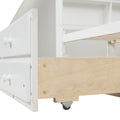 Full Bed With Bookcase,Twin Trundle,Drawers,White Full White Pine