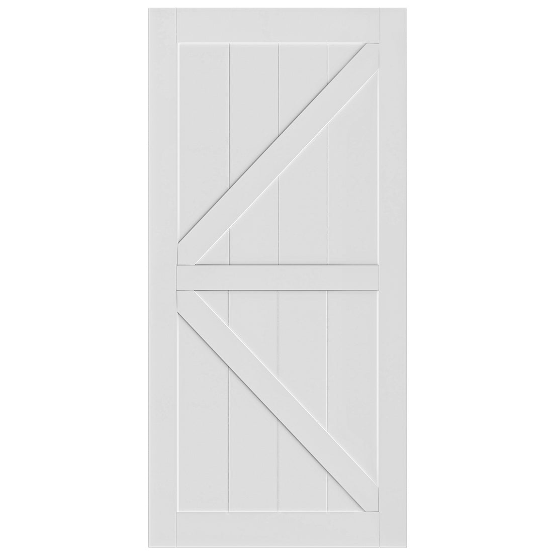 24" X 84" "K" Style Real Primed Door Slab, Diy Panel Door, Modern Interior Barn Door, Moisture Proof, Anti Deformation, Pre Drilled Ready To Assemble, Suitable For Pre Hung And Barn Door White Mdf