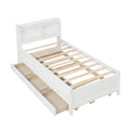 Twin Bed With Bookcase,Twin Trundle,Drawers,White Twin White Pine