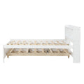 Full Bed With Bookcase,Twin Trundle,Drawers,White Full White Pine