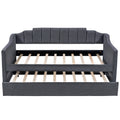 Upholstered Twin Daybed With Trundle,Black Black Upholstered