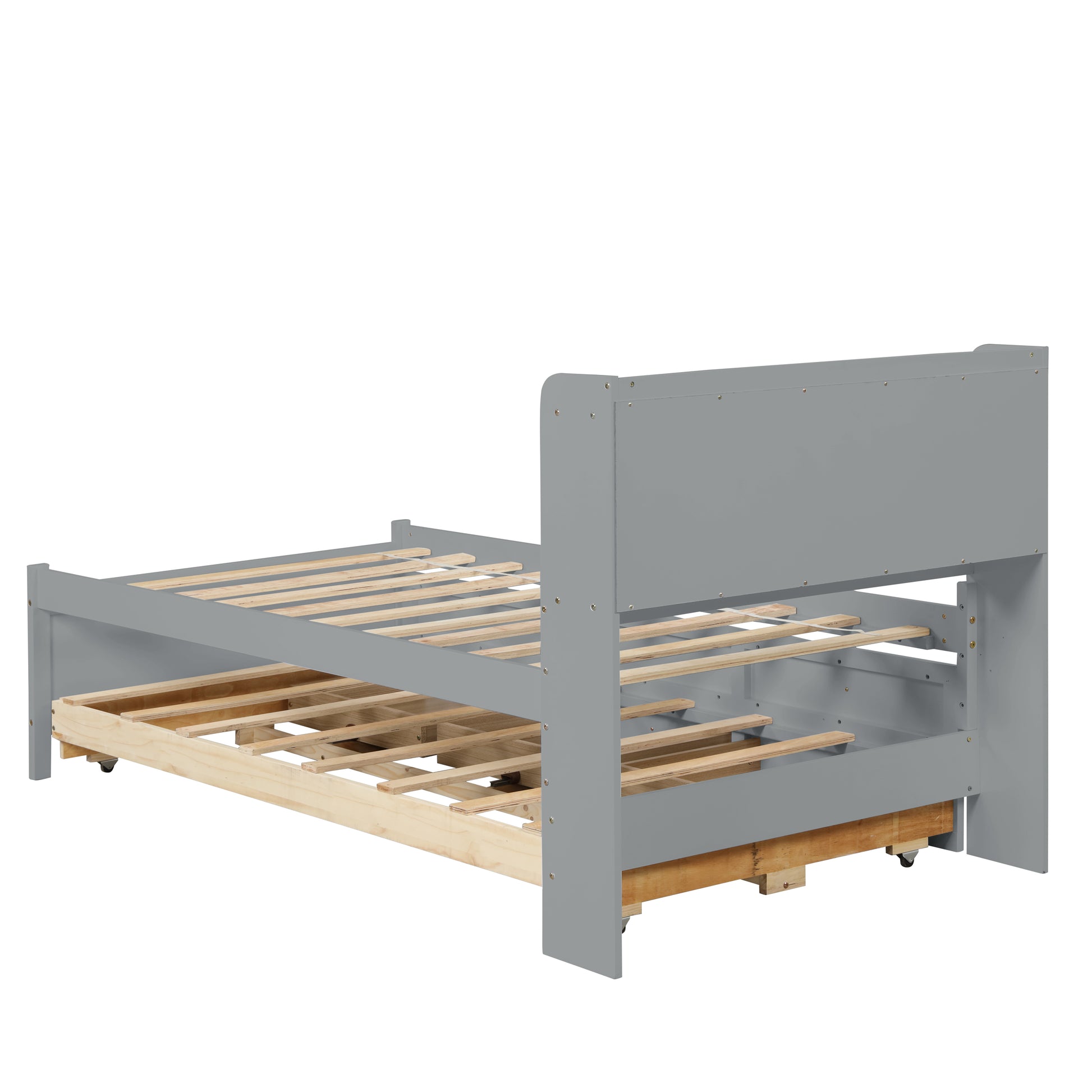 Twin Bed With Twin Trundle,Drawers,Grey Twin Grey Pine