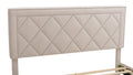 Modern Curved Upholstered Bed, Trim Queen Cream Plywood Fabric