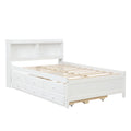 Full Bed With Bookcase,Twin Trundle,Drawers,White Full White Pine