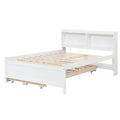 Full Bed With Bookcase,Twin Trundle,Drawers,White Full White Pine