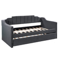 Upholstered Twin Daybed With Trundle,Black Black Upholstered