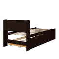 Twin Bed With Bookcase,Twin Trundle,Drawers,Espresso Twin Espresso Pine