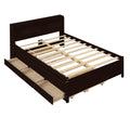 Full Bed With Bookcase,Twin Trundle,Drawers,Espresso Full Espresso Pine