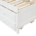 Twin Bed With Bookcase,Twin Trundle,Drawers,White Twin White Pine