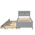 Twin Bed With Twin Trundle,Drawers,Grey Twin Grey Pine