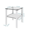 Glass Two Layer Tea Table, Small Round Table, Bedroom Corner Table, Living Room White Side Table White White Glass
