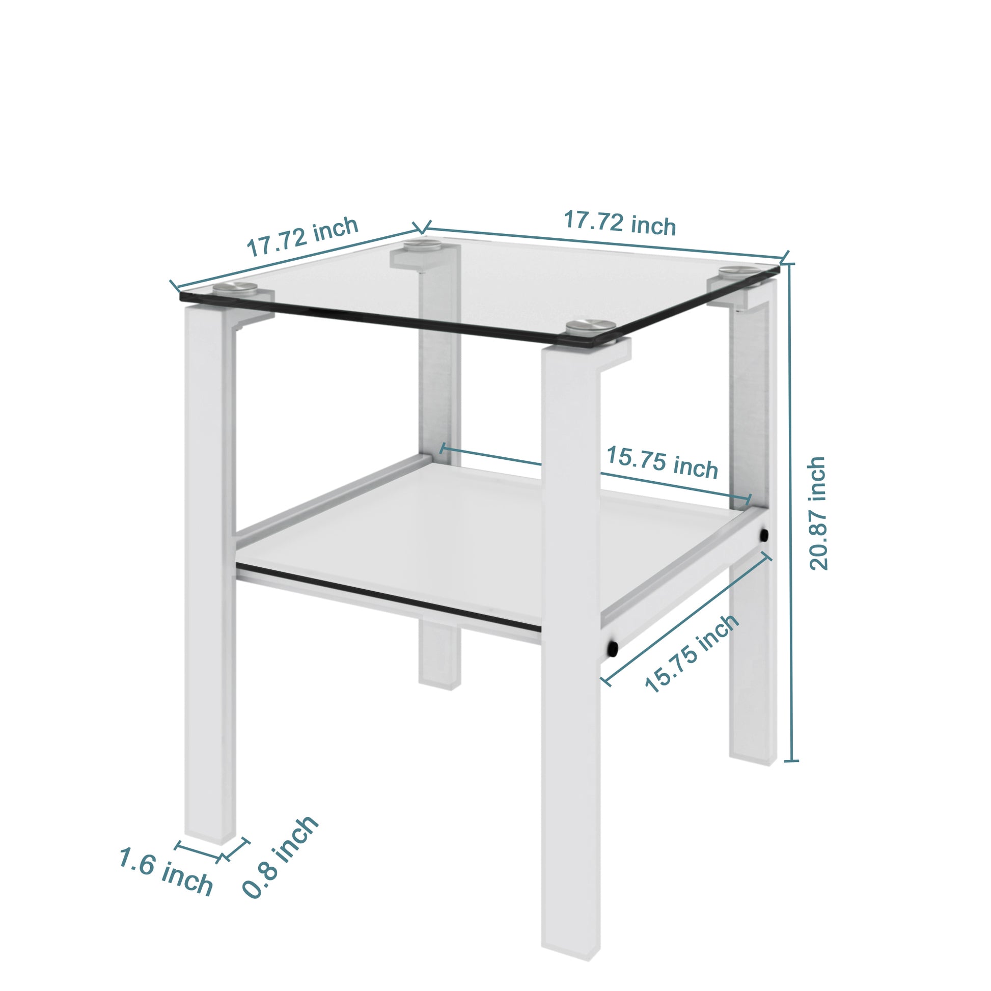 Glass Two Layer Tea Table, Small Round Table, Bedroom Corner Table, Living Room White Side Table White White Glass