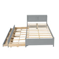 Full Bed With Bookcase,Twin Trundle,Drawers,Grey Full Grey Pine