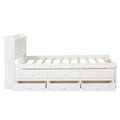 Twin Bed With Bookcase,Twin Trundle,Drawers,White Twin White Pine