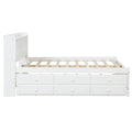 Full Bed With Bookcase,Twin Trundle,Drawers,White Full White Pine