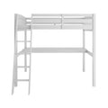 Everest White High Loft Bed With Desk And Storage, Heavy Duty Solid Wood Twin Size Loft Bed Frame With Stairs For Kids And Toddlers, No Box Spring Needed White Solid Wood