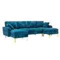 Coolmore U Shape Sectional Sofa With Ottomanreversible Sofa Couch For Living Room,Spacious Furniture,Durable Couch Removable And Machine Washable Cover Light Blue Velvet Light Blue Foam Polyester 4 Seat