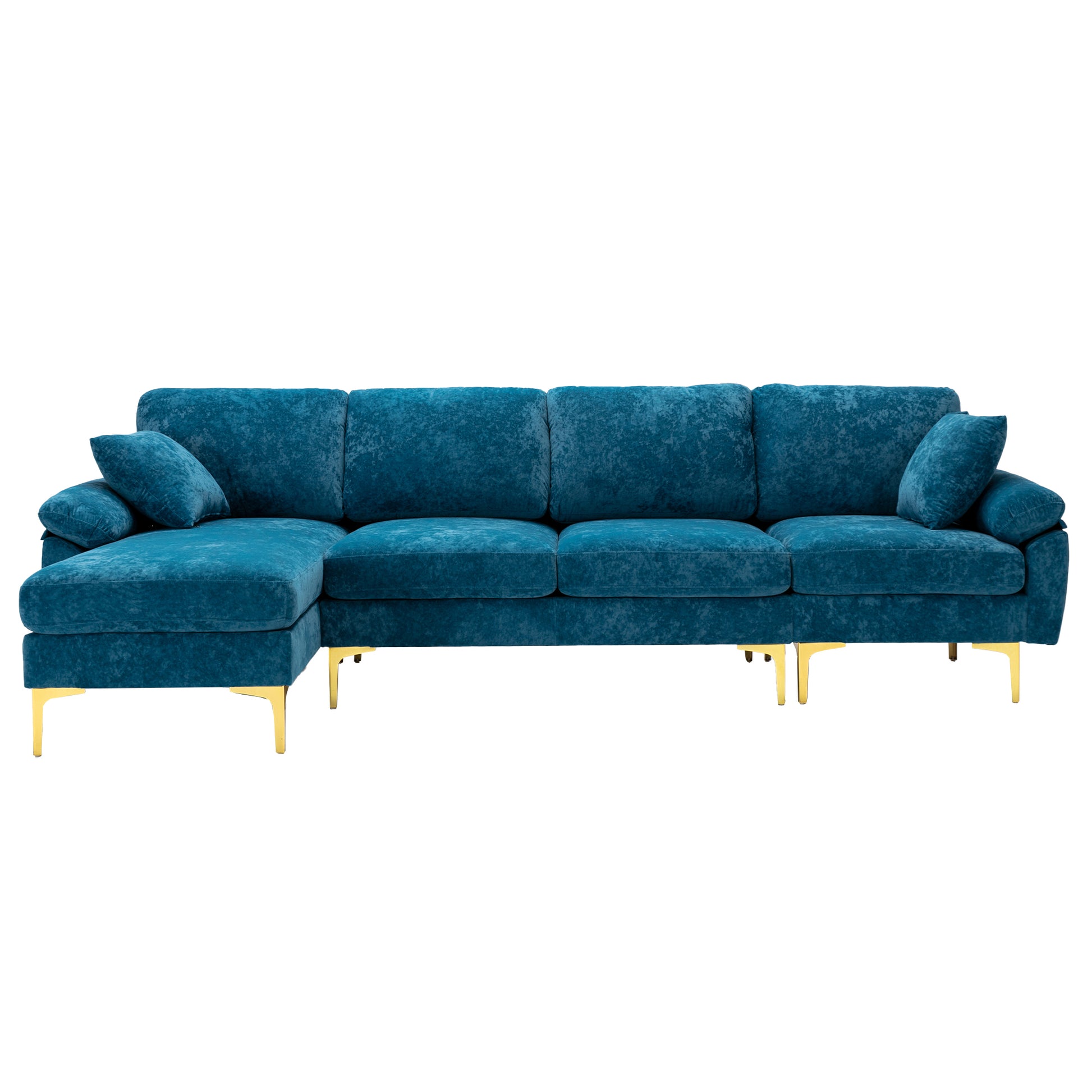 Coolmore U Shape Sectional Sofa With Ottomanreversible Sofa Couch For Living Room,Spacious Furniture,Durable Couch Removable And Machine Washable Cover Light Blue Velvet Light Blue Foam Polyester 4 Seat