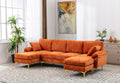 Coolmore U Shape Sectional Sofa With Ottomanreversible Sofa Couch For Living Room,Spacious Furniture,Durable Couch Removable And Machine Washable Cover Orange Velvet Orange Primary Living Space Foam Velvet 4 Seat