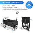 Yssoa Heavy Duty Folding Portable Hand Cart With Removable Canopy, 8'' Wheels, Adjustable Handles And Double Fabric For Shopping, Picnic, Beach, Camping Black Steel