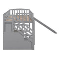 Stairway Twin Size Loft Bed With Two Drawers And Slide, Gray Old Sku:Lp000515Aae Gray Solid Wood