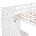 Stairway Twin Size Loft Bed With Two Drawers And Slide, White Old Sku:Lp000515Aak White Solid Wood