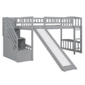 Stairway Twin Size Loft Bed With Two Drawers And Slide, Gray Old Sku:Lp000515Aae Gray Solid Wood