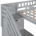 Stairway Twin Size Loft Bed With Two Drawers And Slide, Gray Old Sku:Lp000515Aae Gray Solid Wood