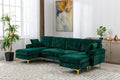 Coolmore U Shape Sectional Sofa With Ottomanreversible Sofa Couch For Living Room,Spacious Furniture,Durable Couch Removable And Machine Washable Cover Emerald Velvet Emerald Primary Living Space Foam Velvet 4 Seat