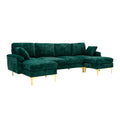 Coolmore U Shape Sectional Sofa With Ottomanreversible Sofa Couch For Living Room,Spacious Furniture,Durable Couch Removable And Machine Washable Cover Emerald Velvet Emerald Primary Living Space Foam Velvet 4 Seat