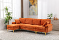 Coolmore U Shape Sectional Sofa With Ottomanreversible Sofa Couch For Living Room,Spacious Furniture,Durable Couch Removable And Machine Washable Cover Orange Velvet Orange Primary Living Space Foam Velvet 4 Seat
