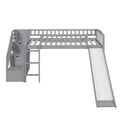 Stairway Twin Size Loft Bed With Two Drawers And Slide, Gray Old Sku:Lp000515Aae Gray Solid Wood