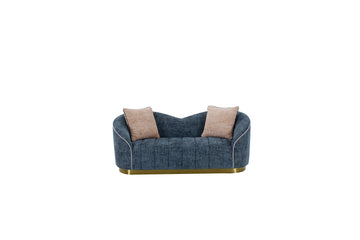 Modern Living Room Loveseat Navy Blue Polyester