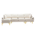 Coolmore U Shape Sectional Sofa With Ottomanreversible Sofa Couch For Living Room,Spacious Furniture,Durable Couch Removable And Machine Washable Cover White Teddy White Foam Velvet 4 Seat