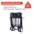 Yssoa Rolling Collapsible Garden Cart Camping Wagon, With 360 Degree Swivel Wheels & Adjustable Handle, 220Lbs Weight Capacity,Blue Blue Steel