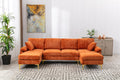 Coolmore U Shape Sectional Sofa With Ottomanreversible Sofa Couch For Living Room,Spacious Furniture,Durable Couch Removable And Machine Washable Cover Orange Velvet Orange Primary Living Space Foam Velvet 4 Seat