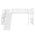 Stairway Twin Size Loft Bed With Two Drawers And Slide, White Old Sku:Lp000515Aak White Solid Wood