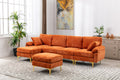 Coolmore U Shape Sectional Sofa With Ottomanreversible Sofa Couch For Living Room,Spacious Furniture,Durable Couch Removable And Machine Washable Cover Orange Velvet Orange Primary Living Space Foam Velvet 4 Seat