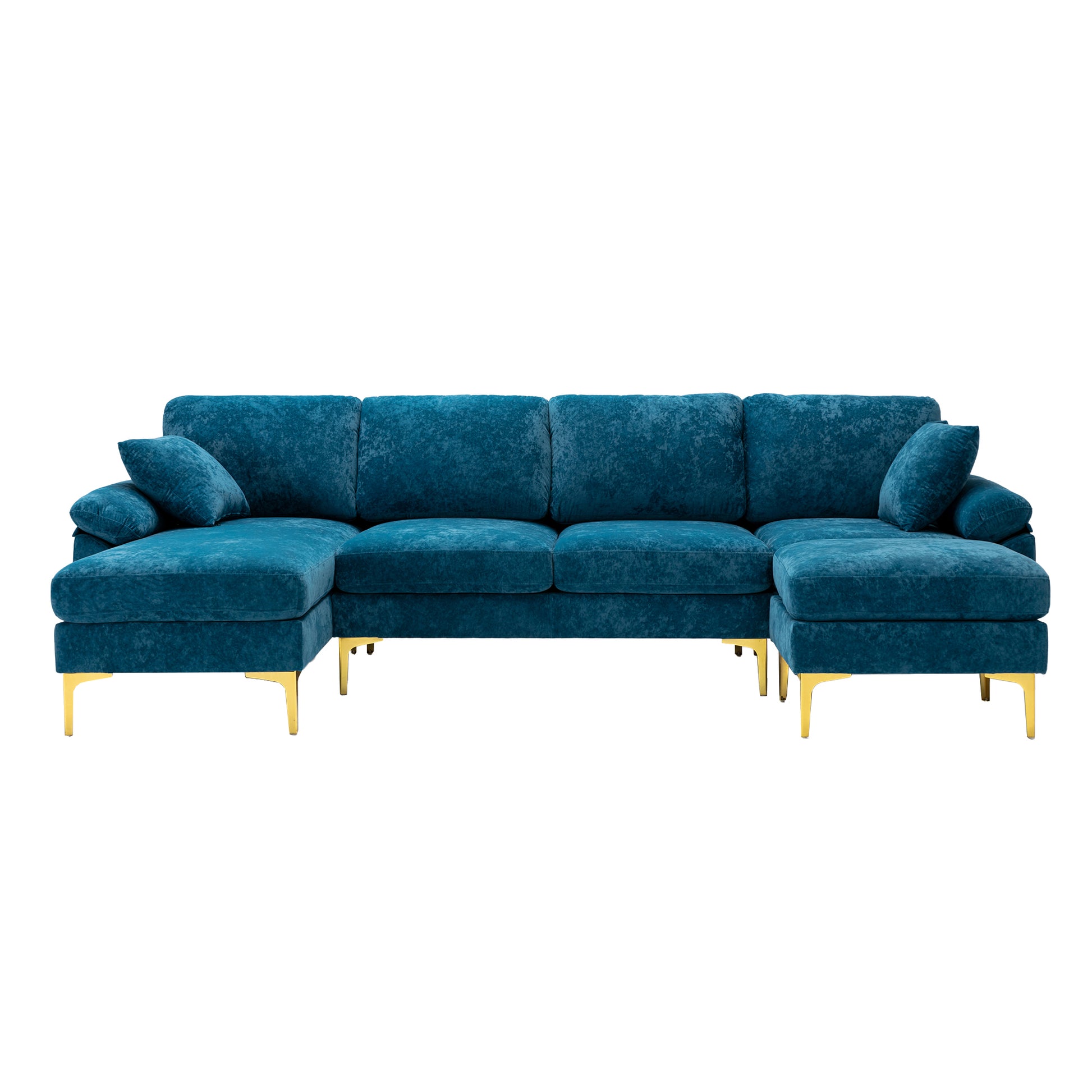 Coolmore U Shape Sectional Sofa With Ottomanreversible Sofa Couch For Living Room,Spacious Furniture,Durable Couch Removable And Machine Washable Cover Light Blue Velvet Light Blue Foam Polyester 4 Seat