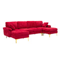 Coolmore U Shape Sectional Sofa With Ottomanreversible Sofa Couch For Living Room,Spacious Furniture,Durable Couch Removable And Machine Washable Cover Red Velvet Red Primary Living Space Foam Velvet 4 Seat