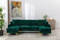Coolmore U Shape Sectional Sofa With Ottomanreversible Sofa Couch For Living Room,Spacious Furniture,Durable Couch Removable And Machine Washable Cover Emerald Velvet Emerald Primary Living Space Foam Velvet 4 Seat
