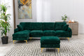 Coolmore U Shape Sectional Sofa With Ottomanreversible Sofa Couch For Living Room,Spacious Furniture,Durable Couch Removable And Machine Washable Cover Emerald Velvet Emerald Primary Living Space Foam Velvet 4 Seat