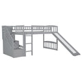 Stairway Twin Size Loft Bed With Two Drawers And Slide, Gray Old Sku:Lp000515Aae Gray Solid Wood