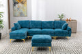 Coolmore U Shape Sectional Sofa With Ottomanreversible Sofa Couch For Living Room,Spacious Furniture,Durable Couch Removable And Machine Washable Cover Light Blue Velvet Light Blue Foam Polyester 4 Seat