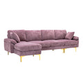 Coolmore U Shape Sectional Sofa With Ottomanreversible Sofa Couch For Living Room,Spacious Furniture,Durable Couch Removable And Machine Washable Cover Purple Velvet Purple Primary Living Space Foam Velvet 4 Seat