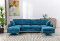 Coolmore U Shape Sectional Sofa With Ottomanreversible Sofa Couch For Living Room,Spacious Furniture,Durable Couch Removable And Machine Washable Cover Light Blue Velvet Light Blue Foam Polyester 4 Seat