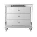 Glamorous Metallic White Finish 1Pc Nightstand Of 3X Drawers Faux Alligator Embossed Front Modern Bed Side Table White 3 Drawers Bedroom Wood