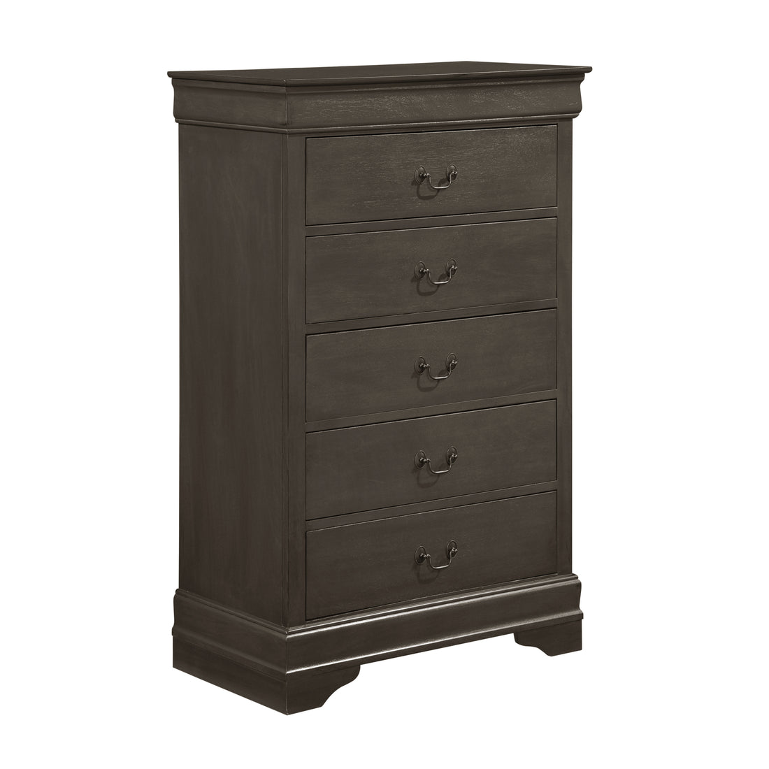 Classic Louis Philippe Style Stained Gray Finish 1Pc Chest Of 5X Drawers Traditional Design Bedroom Furniture Gray Bedroom Traditional Wood