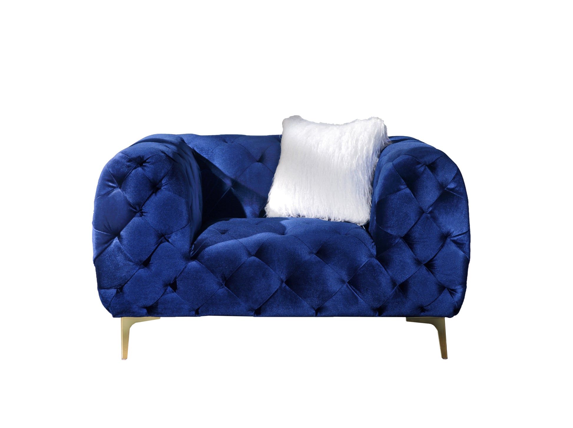 Blue Elegant Velvet Living Room Ottoman Blue Foam Polyester