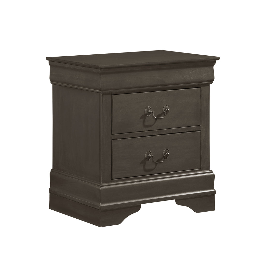 Classic Louis Philippe Style Stained Gray Finish 1Pc Nightstand Of 2X Drawers Traditional Design Bedroom Furniture Gray 2 Drawers Bedroom Traditional Wood